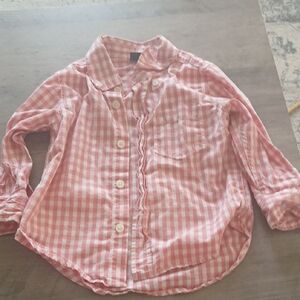 GAP Pink Checkered Kids Button-Down Shirt